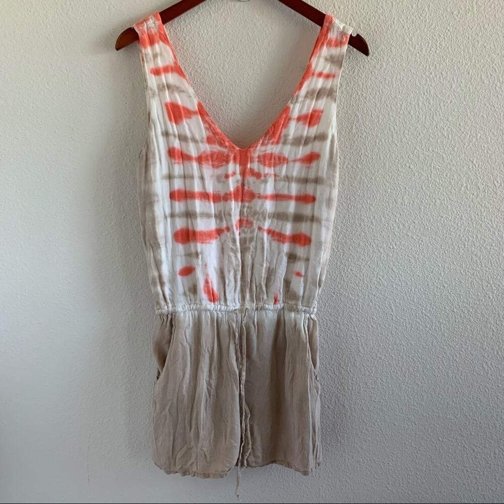 Young Fabulous & Broke Tie Dye Romper YFB Orange Tan Lightweight Playsuit Small